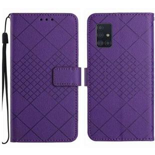 For Samsung Galaxy A71 5G Rhombic Grid Texture Leather Phone Case(Purple)
