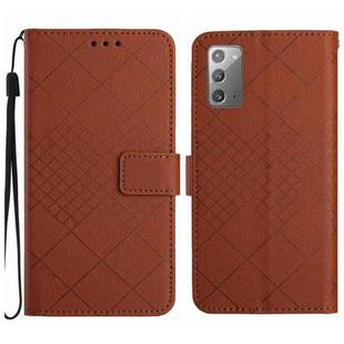 For Samsung Galaxy Note20 Rhombic Grid Texture Leather Phone Case(Brown)