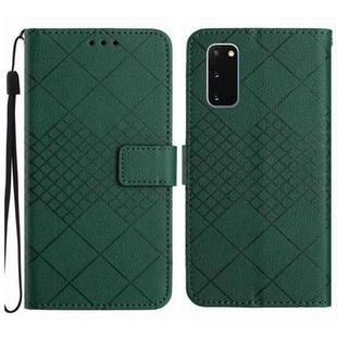 For Samsung Galaxy S20 Rhombic Grid Texture Leather Phone Case(Green)