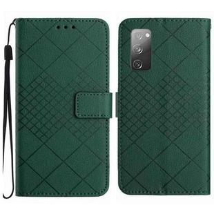 For Samsung Galaxy S20 FE 4G / 5G / 2022 Rhombic Grid Texture Leather Phone Case(Green)