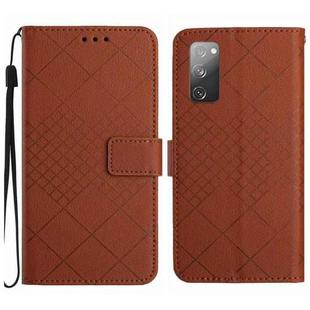 For Samsung Galaxy S20 FE 4G / 5G / 2022 Rhombic Grid Texture Leather Phone Case(Brown)