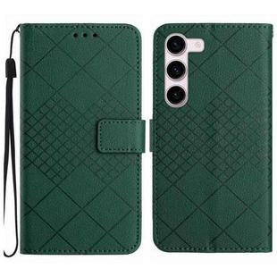 For Samsung Galaxy S23+ 5G Rhombic Grid Texture Leather Phone Case(Green)