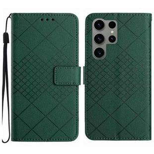 For Samsung Galaxy S23 Ultra 5G Rhombic Grid Texture Leather Phone Case(Green)