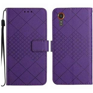 For Samsung Galaxy Xcover 7 5G Rhombic Grid Texture Leather Phone Case(Purple)