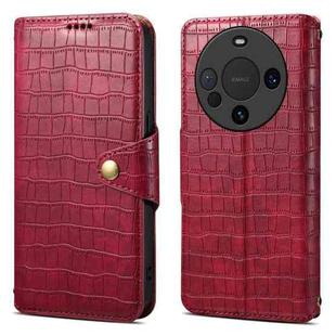 For Huawei Mate 60 Denior Crocodile Texture Oil Edge Leather Phone Case(Rose Red)