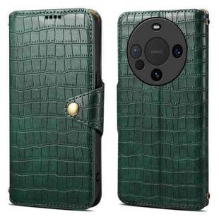 For Huawei Mate 60 Denior Crocodile Texture Oil Edge Leather Phone Case(Green)