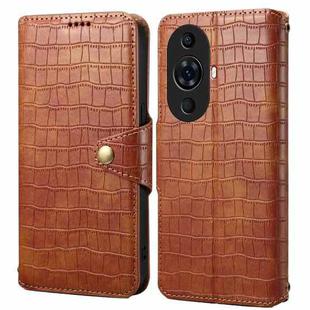 For Huawei nova 11 Pro Denior Crocodile Texture Oil Edge Leather Phone Case(Brown)