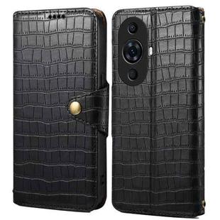 For Huawei nova 11 Pro Denior Crocodile Texture Oil Edge Leather Phone Case(Black)