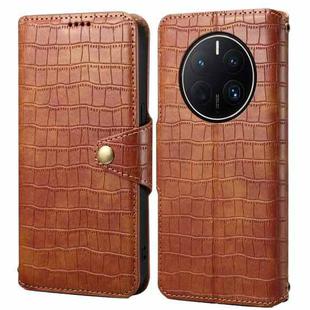 For Huawei Mate 50 Pro Denior Crocodile Texture Oil Edge Leather Phone Case(Brown)