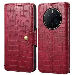 For Huawei Mate 50 Pro Denior Crocodile Texture Oil Edge Leather Phone Case(Rose Red)