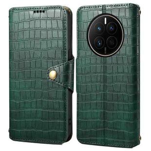 For Huawei Mate 50 Denior Crocodile Texture Oil Edge Leather Phone Case(Green)