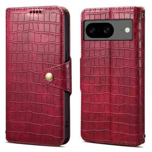 For Google Pixel 8 Denior Crocodile Texture Oil Edge Leather Phone Case(Rose Red)