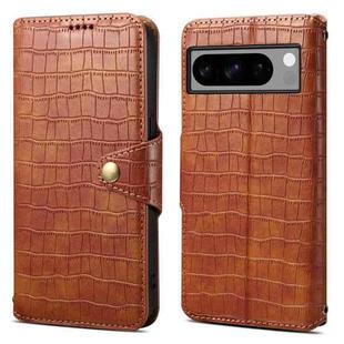 For Google Pixel 8 Pro Denior Crocodile Texture Oil Edge Leather Phone Case(Brown)