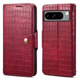 For Google Pixel 8 Pro Denior Crocodile Texture Oil Edge Leather Phone Case(Rose Red)