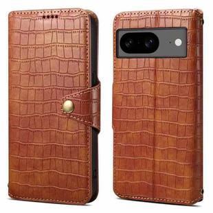 For Google Pixel 7 Denior Crocodile Texture Oil Edge Leather Phone Case(Brown)