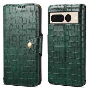 For Google Pixel 7 Pro Denior Crocodile Texture Oil Edge Leather Phone Case(Green)