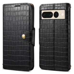 For Google Pixel 7 Pro Denior Crocodile Texture Oil Edge Leather Phone Case(Black)