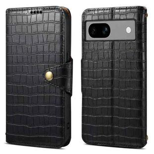 For Google Pixel 7a Denior Crocodile Texture Oil Edge Leather Phone Case(Black)