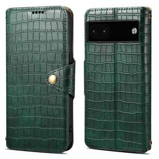 For Google Pixel 6a Denior Crocodile Texture Oil Edge Leather Phone Case(Green)