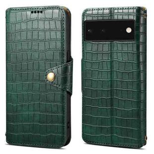 For Google Pixel 6 Denior Crocodile Texture Oil Edge Leather Phone Case(Green)