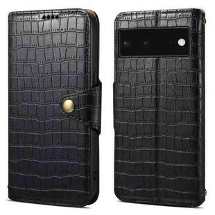 For Google Pixel 6 Denior Crocodile Texture Oil Edge Leather Phone Case(Black)