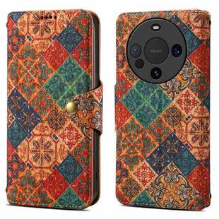 For Huawei Mate 60 Denior Flower Language Series Cork Fabric Oil Edge Leather Phone Case(Winter)