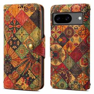 For Google Pixel 8 Denior Flower Language Series Cork Fabric Oil Edge Leather Phone Case(Autumn)