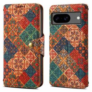 For Google Pixel 8 Denior Flower Language Series Cork Fabric Oil Edge Leather Phone Case(Winter)
