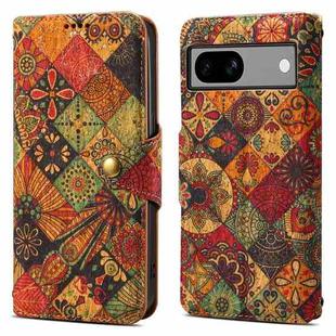 For Google Pixel 7a Denior Flower Language Series Cork Fabric Oil Edge Leather Phone Case(Autumn)