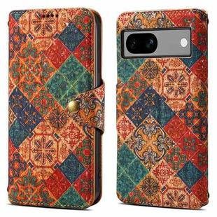 For Google Pixel 7a Denior Flower Language Series Cork Fabric Oil Edge Leather Phone Case(Winter)