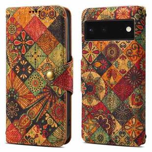 For Google Pixel 6 Denior Flower Language Series Cork Fabric Oil Edge Leather Phone Case(Autumn)