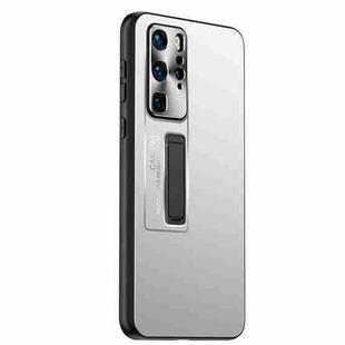 For Huawei P40 Pro Frosted Metal Hybrid TPU Holder Phone Case(Silver)