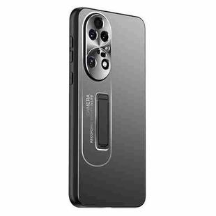 For Huawei P50 Pro Frosted Metal Hybrid TPU Holder Phone Case(Black)