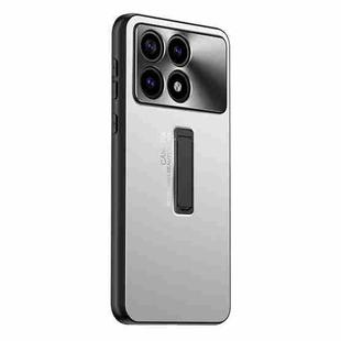 For Xiaomi Redmi K70 Frosted Metal Hybrid TPU Holder Phone Case(Silver)