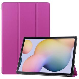 For Samsung Galaxy Tab S8+ / Tab S8 Plus /  Tab S7 FE / Tab S7+ Custer Texture Smart PU Leather Case with Sleep / Wake-up Function & 3-Fold Holder(Purple)