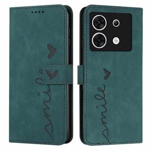 For Infinix Zero 30 5G Skin Feel Heart Embossed Leather Phone Case with Long Lanyard(Green)
