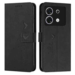 For Infinix Zero 30 5G Skin Feel Heart Embossed Leather Phone Case with Long Lanyard(Black)