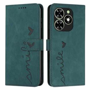 For Infinix Smart 8 Skin Feel Heart Embossed Leather Phone Case with Long Lanyard(Green)