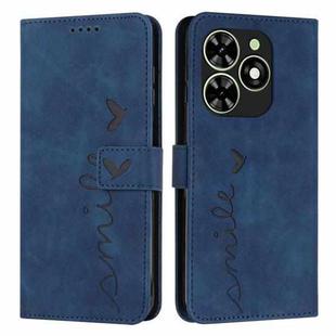 For Infinix Smart 8 Skin Feel Heart Embossed Leather Phone Case with Long Lanyard(Blue)