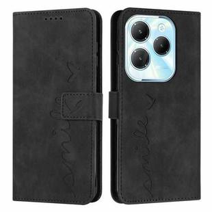 For Infinix Hot 40 / 40 Pro Skin Feel Heart Embossed Leather Phone Case with Long Lanyard(Black)