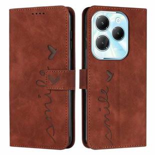 For Infinix Hot 40 / 40 Pro Skin Feel Heart Embossed Leather Phone Case with Long Lanyard(Brown)