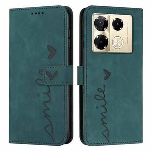 For Infinix Note 40 Pro 4G / 5G Skin Feel Heart Embossed Leather Phone Case with Long Lanyard(Green)