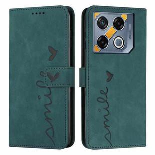 For Infinix GT 20 Pro Skin Feel Heart Embossed Leather Phone Case with Long Lanyard(Green)