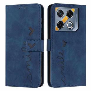 For Infinix GT 20 Pro Skin Feel Heart Embossed Leather Phone Case with Long Lanyard(Blue)