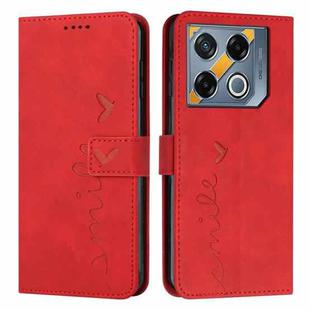 For Infinix GT 20 Pro Skin Feel Heart Embossed Leather Phone Case with Long Lanyard(Red)