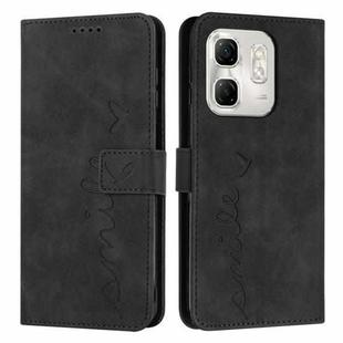 For Infinix Hot 50i Skin Feel Heart Embossed Leather Phone Case with Long Lanyard(Black)