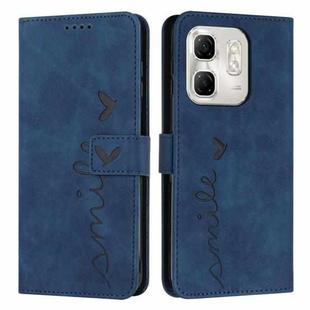 For Infinix Hot 50i Skin Feel Heart Embossed Leather Phone Case with Long Lanyard(Blue)