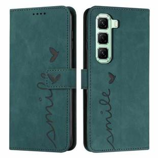 For Infinix Hot 50 Pro 4G Skin Feel Heart Embossed Leather Phone Case with Long Lanyard(Green)