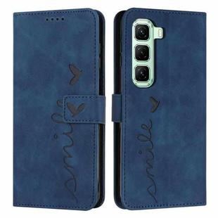 For Infinix Hot 50 Pro 4G Skin Feel Heart Embossed Leather Phone Case with Long Lanyard(Blue)