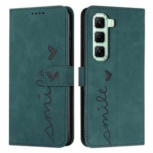 For Infinix Hot 50 Pro+ 4G Skin Feel Heart Embossed Leather Phone Case with Long Lanyard(Green)